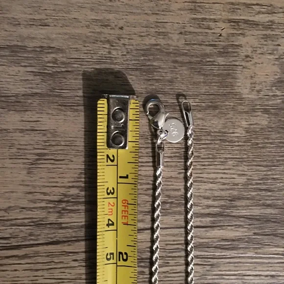 925 Silver Diamond cut Rope Chain-18 Inch - Picture 2 of 3